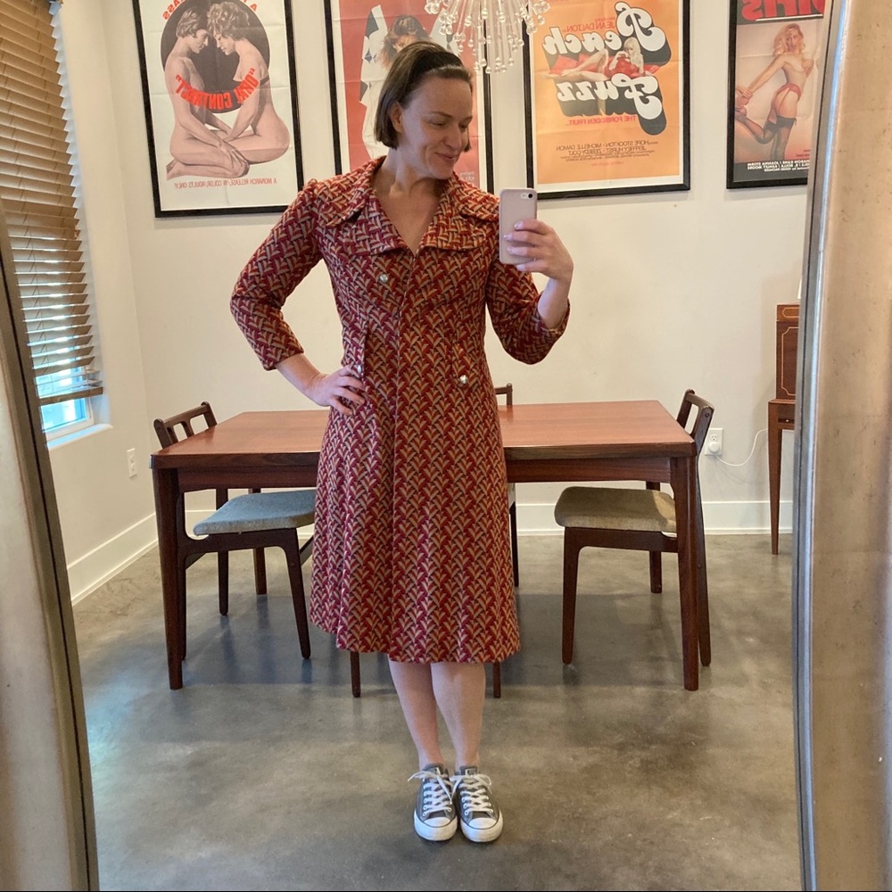 60s-70s purple & red vintage coat